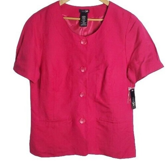 NWT Y2K East 5th Linen Blend Pink Button Up Light Jacket Blazer Size Large - Picture 1 of 9